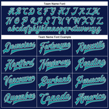 Laden Sie das Bild in den Galerie-Viewer, Custom Navy Teal Gray-Shadow Blue Classic Western Plaid 3D Pattern Design Bomber Full-Snap Varsity Letterman Jacket