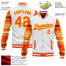 Laden Sie das Bild in den Galerie-Viewer, Custom White Orange-Gold Check Board 3D Pattern Design Bomber Full-Snap Varsity Letterman Jacket