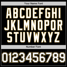 Загрузить изображение в средство просмотра галереи, Custom Black White-Old Gold Bomber Full-Snap Varsity Letterman Hoodie Jacket