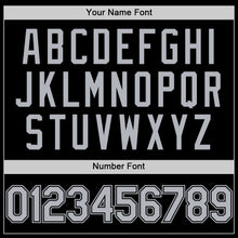 Загрузить изображение в средство просмотра галереи, Custom Black Gray Bomber Full-Snap Varsity Letterman Hoodie Jacket