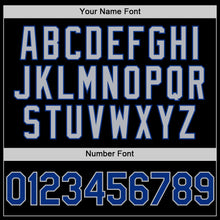 Загрузить изображение в средство просмотра галереи, Custom Black Royal-Gray Bomber Full-Snap Varsity Letterman Hoodie Jacket