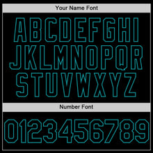 Load image into Gallery viewer, Custom Black Teal Bomber Full-Snap Varsity Letterman Hoodie Jacket