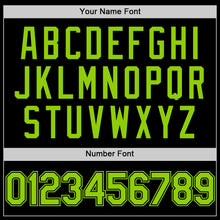 Load image into Gallery viewer, Custom Black Neon Green Bomber Full-Snap Varsity Letterman Hoodie Jacket