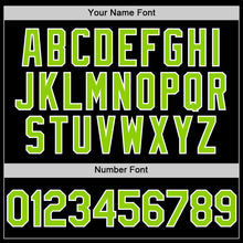 Load image into Gallery viewer, Custom Black Neon Green-White Bomber Full-Snap Varsity Letterman Hoodie Jacket