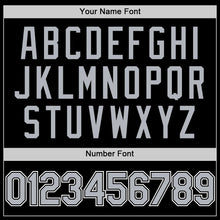 Загрузить изображение в средство просмотра галереи, Custom Black Gray-White Bomber Full-Snap Varsity Letterman Hoodie Jacket