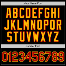 Load image into Gallery viewer, Custom Black Red-Gold Bomber Full-Snap Varsity Letterman Hoodie Jacket