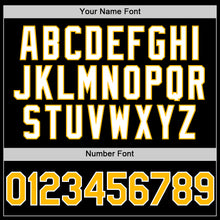 Load image into Gallery viewer, Custom Black Gold-White Bomber Full-Snap Varsity Letterman Hoodie Jacket