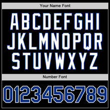 Load image into Gallery viewer, Custom Black Royal-White Bomber Full-Snap Varsity Letterman Hoodie Jacket