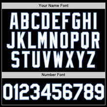 Загрузить изображение в средство просмотра галереи, Custom Black White-Light Blue Bomber Full-Snap Varsity Letterman Hoodie Jacket