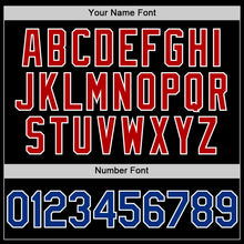 Laden Sie das Bild in den Galerie-Viewer, Custom Black Royal-Red Bomber Full-Snap Varsity Letterman Two Tone Hoodie Jacket