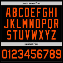 Load image into Gallery viewer, Custom Black Orange Bomber Full-Snap Varsity Letterman Two Tone Hoodie Jacket