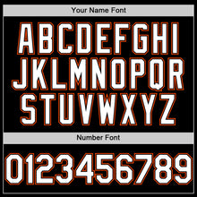 Charger l'image dans la galerie, Custom Black White-Orange Bomber Full-Snap Varsity Letterman Two Tone Hoodie Jacket