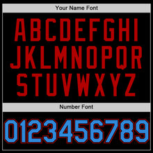 Load image into Gallery viewer, Custom Black Powder Blue-Red Bomber Full-Snap Varsity Letterman Two Tone Hoodie Jacket