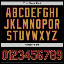 Load image into Gallery viewer, Custom Black Crimson-Old Gold Bomber Full-Snap Varsity Letterman Two Tone Hoodie Jacket