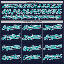 Load image into Gallery viewer, Custom Navy Teal-White Bomber Full-Snap Varsity Letterman Hoodie Jacket