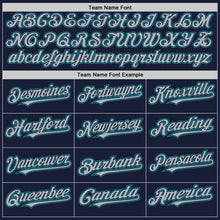 Load image into Gallery viewer, Custom Navy Gray-Teal Bomber Full-Snap Varsity Letterman Two Tone Hoodie Jacket