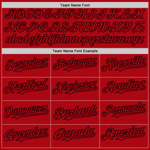 Загрузить изображение в средство просмотра галереи, Custom Red Black Bomber Full-Snap Varsity Letterman Hoodie Jacket