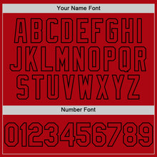 Загрузить изображение в средство просмотра галереи, Custom Red Black Bomber Full-Snap Varsity Letterman Hoodie Jacket