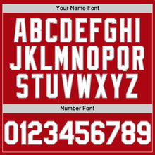 Загрузить изображение в средство просмотра галереи, Custom Red White-Gray Bomber Full-Snap Varsity Letterman Hoodie Jacket