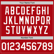 Загрузить изображение в средство просмотра галереи, Custom Red White Bomber Full-Snap Varsity Letterman Two Tone Hoodie Jacket