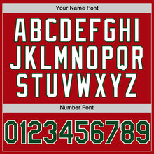 Laden Sie das Bild in den Galerie-Viewer, Custom Red Green-White Bomber Full-Snap Varsity Letterman Two Tone Hoodie Jacket