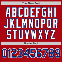 Загрузить изображение в средство просмотра галереи, Custom Red Royal-White Bomber Full-Snap Varsity Letterman Two Tone Hoodie Jacket