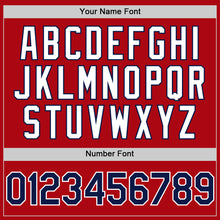 Загрузить изображение в средство просмотра галереи, Custom Red Navy-White Bomber Full-Snap Varsity Letterman Two Tone Hoodie Jacket