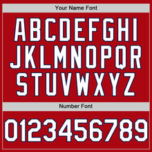 Загрузить изображение в средство просмотра галереи, Custom Red White-Navy Bomber Full-Snap Varsity Letterman Two Tone Hoodie Jacket