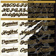 Load image into Gallery viewer, Custom Graffiti Pattern Black-Old Gold Scratch 3D Bomber Full-Snap Varsity Letterman Hoodie Jacket