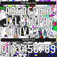 Load image into Gallery viewer, Custom Graffiti Pattern White-Black Splash 3D Bomber Full-Snap Varsity Letterman Hoodie Jacket