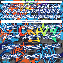 Load image into Gallery viewer, Custom Graffiti Pattern White-Royal Abstract Urban Street Art 3D Bomber Full-Snap Varsity Letterman Hoodie Jacket