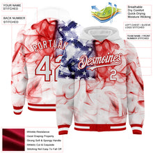 Загрузить изображение в средство просмотра галереи, Custom White Red-Royal American Flag Fashion 3D Bomber Full-Snap Varsity Letterman Hoodie Jacket