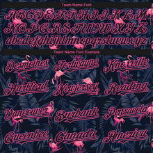 Laden Sie das Bild in den Galerie-Viewer, Custom Black Pink Flamingo 3D Pattern Design Bomber Full-Snap Varsity Letterman Hoodie Jacket