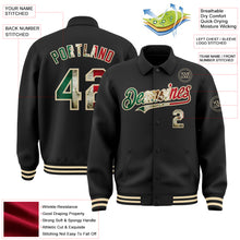 Load image into Gallery viewer, Custom Black Vintage Mexican Flag-Cream Bomber Full-Snap Varsity Letterman Lapel Collar Byron Jacket