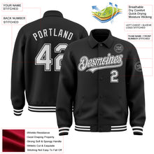 Charger l'image dans la galerie, Custom Black White Bomber Full-Snap Varsity Letterman Lapel Collar Byron Jacket