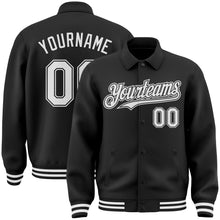 Charger l'image dans la galerie, Custom Black White Bomber Full-Snap Varsity Letterman Lapel Collar Byron Jacket