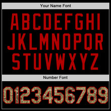 Load image into Gallery viewer, Custom Black Camo-Red Bomber Full-Snap Varsity Letterman Lapel Collar Byron Jacket