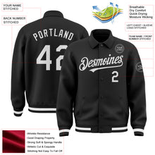 Загрузить изображение в средство просмотра галереи, Custom Black White Bomber Full-Snap Varsity Letterman Lapel Collar Byron Jacket