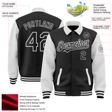 Загрузить изображение в средство просмотра галереи, Custom Black White Bomber Full-Snap Varsity Letterman Two Tone Lapel Collar Byron Jacket