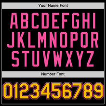 Загрузить изображение в средство просмотра галереи, Custom Black Gold-Pink Bomber Full-Snap Varsity Letterman Two Tone Lapel Collar Byron Jacket