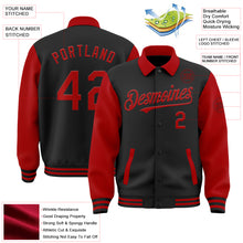 Загрузить изображение в средство просмотра галереи, Custom Black Red Bomber Full-Snap Varsity Letterman Two Tone Lapel Collar Byron Jacket