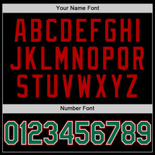 Load image into Gallery viewer, Custom Black Kelly Green-Red Bomber Full-Snap Varsity Letterman Two Tone Lapel Collar Byron Jacket