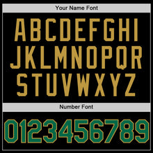 Загрузить изображение в средство просмотра галереи, Custom Black Kelly Green-Old Gold Bomber Full-Snap Varsity Letterman Two Tone Lapel Collar Byron Jacket