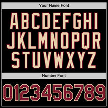 Load image into Gallery viewer, Custom Black Crimson Cream-City Cream Bomber Full-Snap Varsity Letterman Two Tone Lapel Collar Byron Jacket