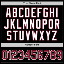 Load image into Gallery viewer, Custom Black Crimson-White Bomber Full-Snap Varsity Letterman Two Tone Lapel Collar Byron Jacket