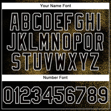 Load image into Gallery viewer, Custom Black Old Gold-White Abstract Network 3D Pattern Design Bomber Full-Snap Varsity Letterman Hoodie Jacket