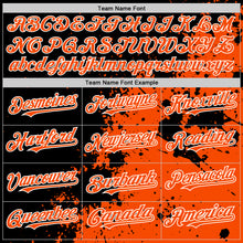 Load image into Gallery viewer, Custom Black Orange-White Abstract Splash Grunge Art 3D Pattern Design Bomber Full-Snap Varsity Letterman Hoodie Jacket