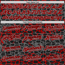 Load image into Gallery viewer, Custom Black Red-White Abstract Network 3D Pattern Design Bomber Full-Snap Varsity Letterman Hoodie Jacket