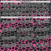 Laden Sie das Bild in den Galerie-Viewer, Custom Black Pink-White Abstract Network 3D Pattern Design Bomber Full-Snap Varsity Letterman Hoodie Jacket