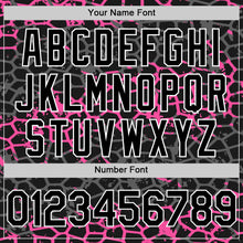 Laden Sie das Bild in den Galerie-Viewer, Custom Black Pink-White Abstract Network 3D Pattern Design Bomber Full-Snap Varsity Letterman Hoodie Jacket